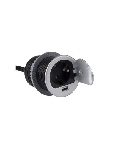 SINGLE BOX алюминий, 1x Schuko 1x USB SINGLEBOX-1G1U-DE-01 5900652140954