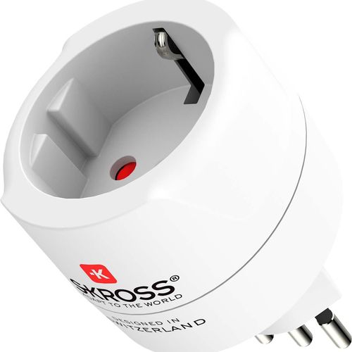 Travel adapter Europe to Switzerland + Italy + Brazil - For 2- and 3-pole devices (grounding or Euro-plug) SKR1500272 7640166324386