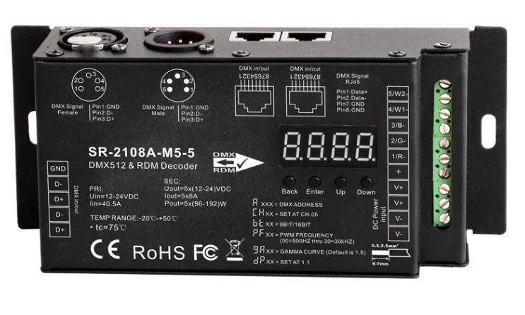 LED valdiklis - signalo keitiklis, DMX RDM 3pin, Sunricher SR-2108A-M5-3
