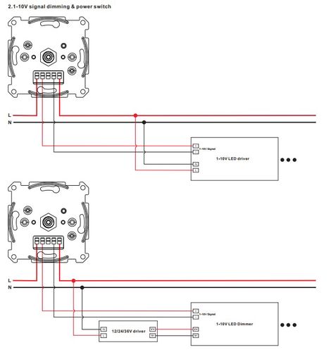 Reguliatorius šviesai įmontuojamas sienoje 1-10V, 230VAC Sunricher SR-2202N-1-10V