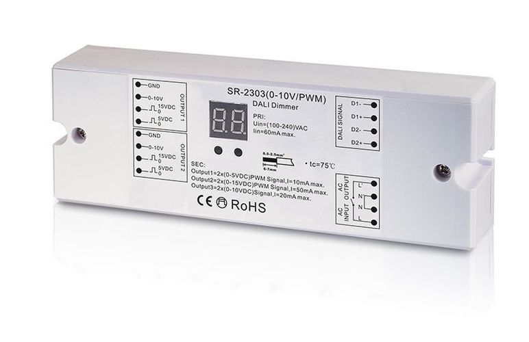 DALI sistemos signalo keitiklis į 0-10V/PWM, Sunricher SR-2303-0-10V-PWM