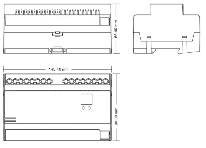 DALI sistemos valdiklis TRIAC 4x400W, 4 kanalų, DIN, TRIAC 100-240V, Sunricher SR-2303AC-4CH-DIN
