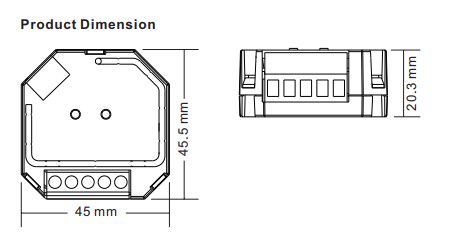 LED valdymo sistemos imtuvas 230Vac 200W, PUSH-DIM, TRIAC, Easy-RF serija, Sunricher SR-2501SAC-HP