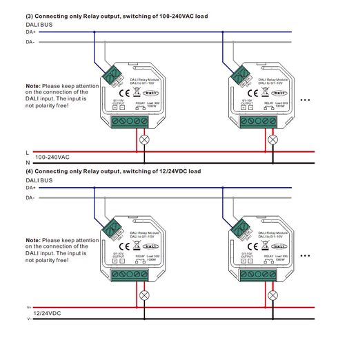 DALI sistemos signalo keitiklis į 1-10V, su 230V rėle iki 300W, Sunricher SR2701S-N