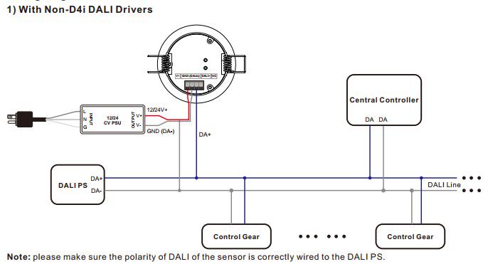 DALI sistemos judesio ir apšvietos jutiklis 12V/24V/36V, įleidžiamas, PIR SR-DA9030A-PIR