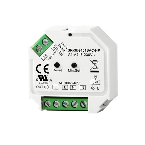 AC Phase Cut RF+Bluetooth Dimmer, 230Vac, 200W, SR-BUS, Sunricher SR-SB9101SAC-HP