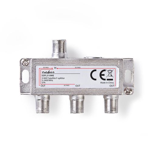 Satellite Splitter | 5 - 2400 MHz | 10.5 dB | Number of inputs: 1 | Number of outputs: 3 | Impedance: 75 Ohm | Zinc | Silver SSPL310ME 5412810298365