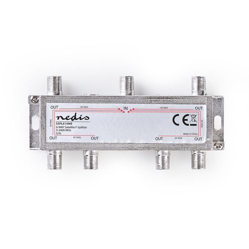 Satellite Splitter | 5 - 2400 MHz | 17.0 dB | Number of inputs: 1 | Number of outputs: 6 | Impedance: 75 Ohm | Zinc | Silver SSPL610ME 5412810298389