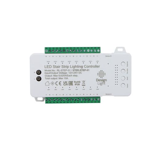 LED valdiklis laiptų apšvietimui, 16 kanalų, 12-24Vdc, 10A, su judesio jutikliais STER-STEP-01 5908293415585