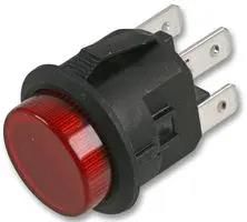 PB SWITCH, DPST, 16A, 250V, PANEL, RED MCLC210-8-K-D-ET-2B