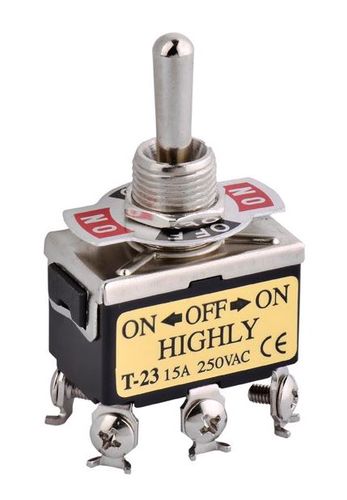 Tumbleris (ON)-OFF-(ON) 6k. 3pad. be fiksacijos 15A/250V M4 varžtai HIGHLY T-23BS-M2