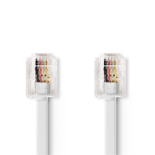 Telecom Cable | RJ11 Male | RJ11 Male | 10.0 m | Cable design: Flat | Gold Plated | Cable type: RJ11 | White | Box TCGB90200WT100 5412810427772