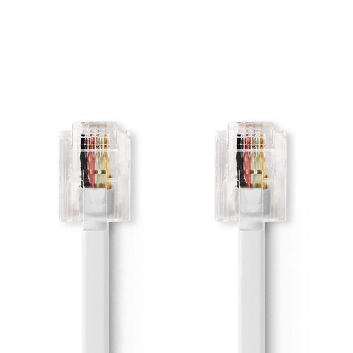 Telecom Cable | RJ11 Male | RJ11 Male | 5.00 m | Cable design: Flat | Cable type: RJ11 | Transparent / White TCGB90200WT50 5412810305575