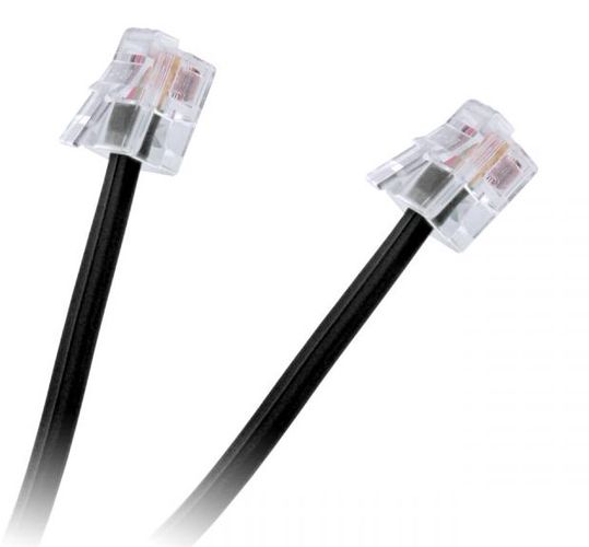 Telefono laidas RJ11/RJ14-RJ11/RJ14 (6P4C) 2m, juodas TF-S2-PL/PL-J 5901436715320