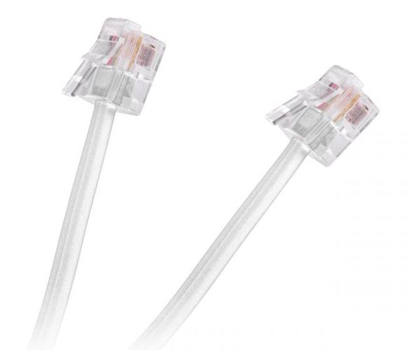 Модульный телефонный кабель RJ11/RJ14-RJ11/RJ14 (6P4C) 20 м, белый TF-S20-PL/PL 5901436719144