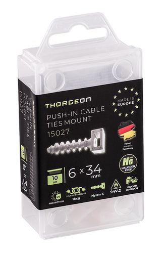 Винт седловой кабельной опоры 6х34 белый (10 шт), THORGEON THORGEON-15027 4751029895844