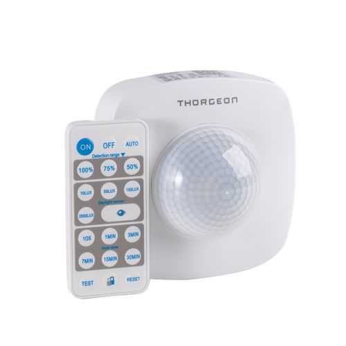 Motion and presence detector PIR, 230Vac, 2000W, 20m, IP65, with remote controller, white THORGEON-02030 4751029899675