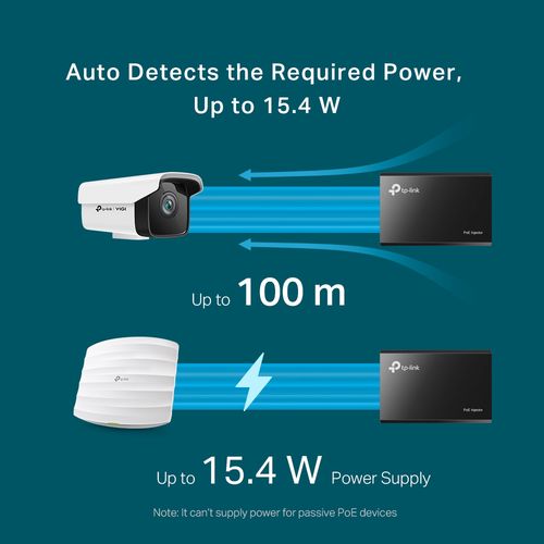 PoE injektorius RJ45 Gigabit 15.4W 48VDC 802.3af TL-POE150S 6935364030506