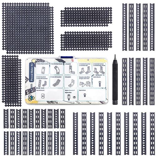 Pre-cut Maker Kit – mechanikos detalių rinkinys sukurtas mažiems projektams arba elektronikos stovelių konstravimui Totem TKM-MK1