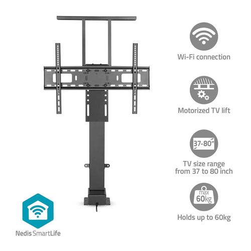 SmartLife Motorized TV Lift | 37 - 80 " | Maximum supported screen weight: 60 kg | Built-in Cabinet Design | Lift range: 79 - 184 cm | Remote controlled | ABS / Steel | Black TVSM5840BK 5412810450466