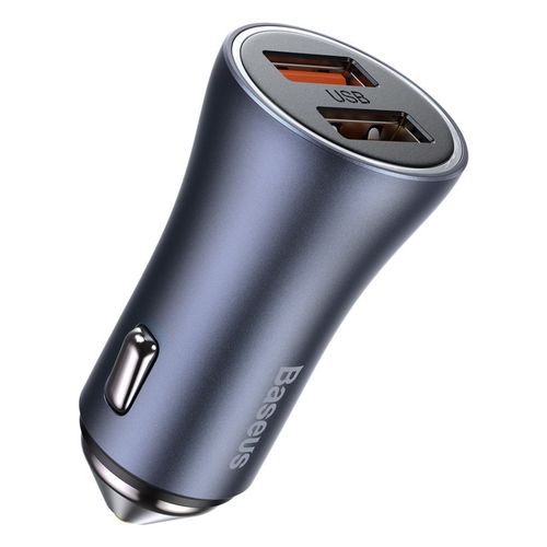 Car Quick Charger 40W 12-24V 2xUSB QC4.0 SCP FCP AFCwith USB-C 1m Cable , Dark Gray TZCCJD-A0G 6953156201996