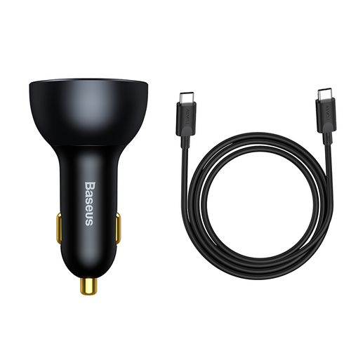 Automobilinis įkroviklis 12-24V 160W USB + 2xUSB-C QC5 PD3.0 su USB-C kabeliu 1m TZCCZM-0G 6953156206731