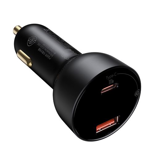 Автомобильное быстрое зарядное устройство 12-24V 100W USB + USB-C QC4+ PD3.0 с дисплеем напряжения, тока и кабелем USB-C 1м TZCCZX-01 6953156206724