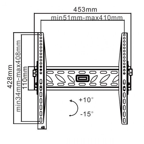 Wall Mount Tiltable TV 32-55" (max 50kg) UCH0120 5901436751915; 5901436770497