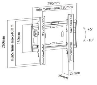 Настенное крепление для наклонного телевизора 23-42" (макс. 50 кг) UCH0184