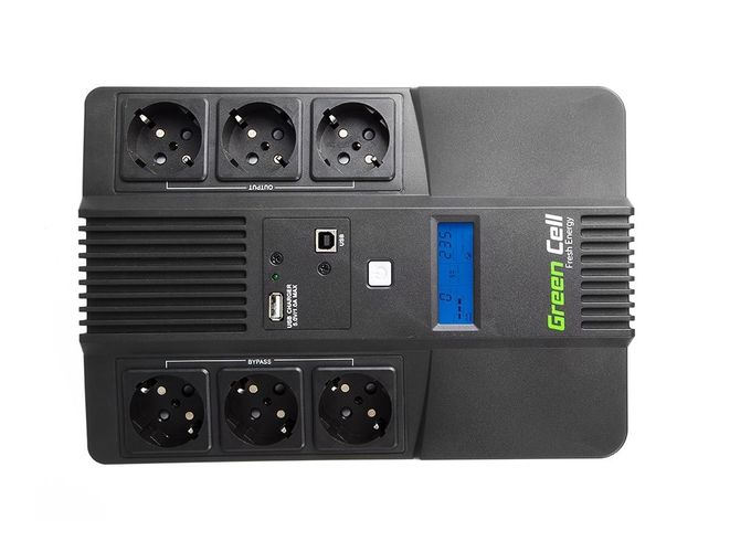 Nepertraukiamo maitinimo šaltinis 600VA 360W, Line Interactive AVR, 6x Schuko; Green Cell UPS06 5902701419721