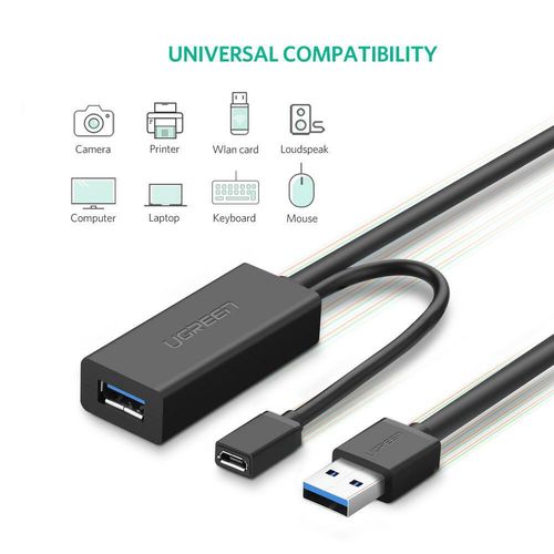 Кабель-удлинитель USB3.0 5м с разъемом microUSB для внешнего питания US175 UGREEN UGREEN/20826 6957303828265