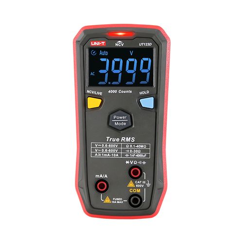Skaitmeninis multimetras klavišinis 600V AC/DC, 10A AC/DC, NCV,  40MOm, 4000uF, -40-300C, 4000, CAT III 600V, UNI-T UT123D 6935750511251