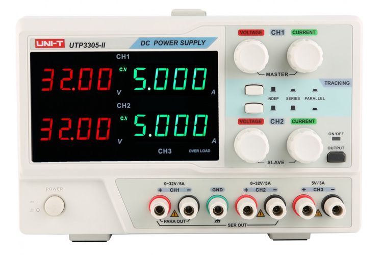 Лабораторный блок питания 2x(0-32V) 2x(0-5A) с фиксированным напряжением 5V 5A UTP3305-II