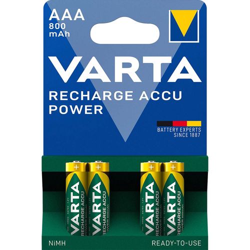 Rechargeable NiMH Battery AAA 1.2 V 800 mAh 4-Blister VARTA-56703B 4008496550616