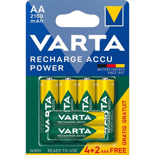 Varta Rechargeable NiMH Batteries AA 1.2 V 2100 mAh 4x AA + 2x AAA 800 mAh VARTA-567R2USO 4008496637980