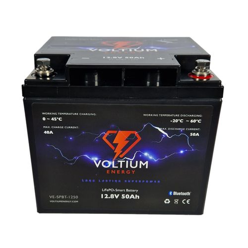 Lithium battery LiFePO4 12.8V 50Ah T11 BT APP VOLTIUM ENERGY VE-SPBT-1250