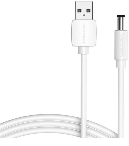 Универсальный USB к DC 5.5/2.1mm Jack интерфейс зарядки (5V/3A) кабель для лампы увлажнителя 1м белый ВЕНТИОН VENTION/CEYWF 6922794757707