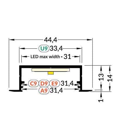 LED-профиль VARIO30-04, встраиваемый, белый, 2м, TOPMET V3220001 5901597240259