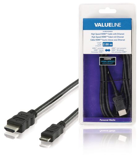 High Speed HDMI Cable with Ethernet HDMI Connector - HDMI Mini Male 2.00 m Black VLMB34500B20 5412810188901
