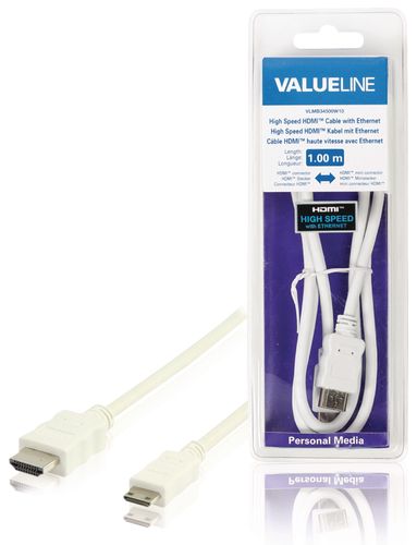 High Speed HDMI Cable with Ethernet HDMI Connector - HDMI Mini Male 1.00 m White VLMB34500W10 5412810188963