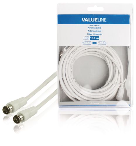 Antenna Cable F-Male Quick - F-Male Quick 10.0 m White VLSB41300W100 5412810186716
