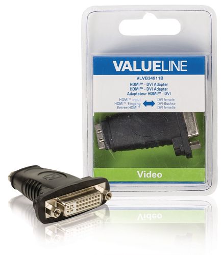 High Speed HDMI with Ethernet Adapter HDMI Female - DVI-D 24+1-Pin Female Black VLVB34911B 5412810187942
