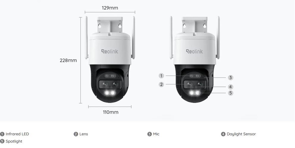 Беспроводная Wi-Fi камера TrackMix с двумя объективами, 4K 8Мп, 2.4ГГц + 5ГГц MicroSD до 256Гб W760 6975253982189