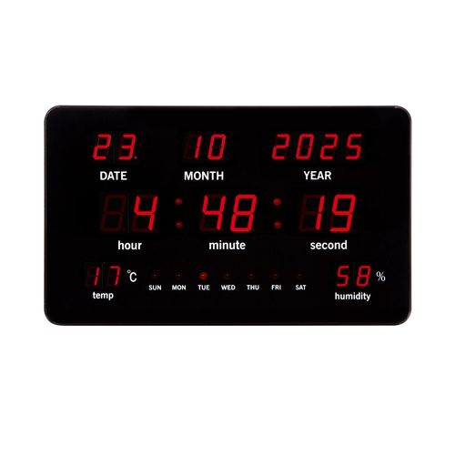 LED Wall Clock with Temperature & Humidity Display WC219 5410329713577