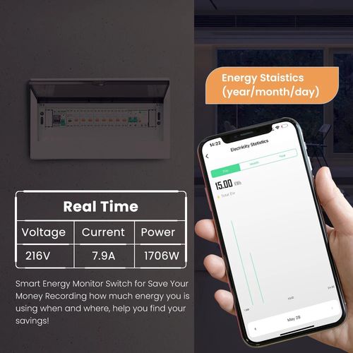 Išmani relė DIN bėgeliui 230Vac, 16A, ZigBee TUYA, su energijos matavimo funkcija ZWCB16-WM 6976037362906