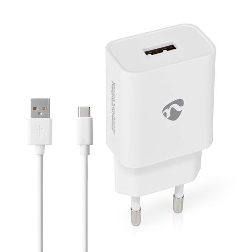 Wall Charger | 12 W | Quick charge feature | 1x 2.4 A | Number of outputs: 1 | USB-A | USB Type-C™ (Loose) Cable | 1.00 m | Single Voltage Output | White WCHAC242AWT 5412810329946