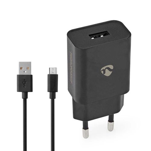 Wall Charger | 12 W | 1x 2.1 A | Number of outputs: 1 | USB-A | Micro USB (Loose) Cable | 1.00 m | Single Voltage Output | Black WCHAM213ABK 5412810330010