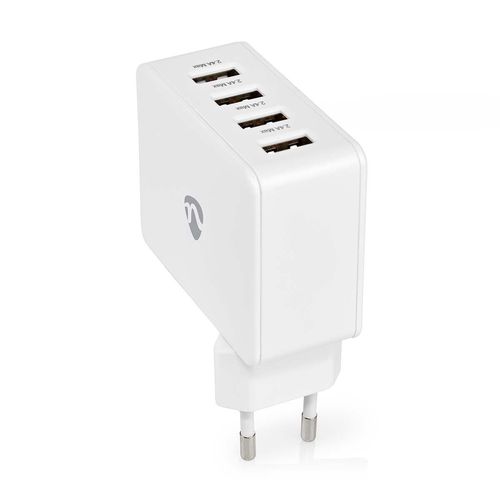 Wall Charger | 24 W | 4x 2.4 A | Number of outputs: 4 | 4x USB-A | No Cable Included | Single Voltage Output | White WCHAU481AWT 5412810267637