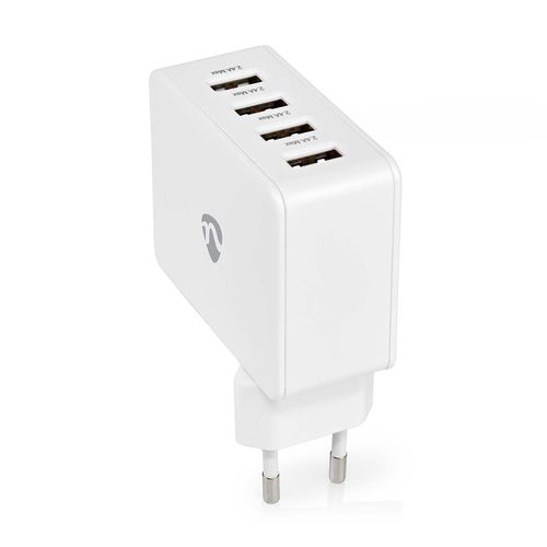 Wall Charger | 24 W | Quick charge feature | 4x 2.4 A | Number of outputs: 4 | 4x USB-A | No Cable Included | Single Voltage Output | White WCHAU481AWT 5412810267637