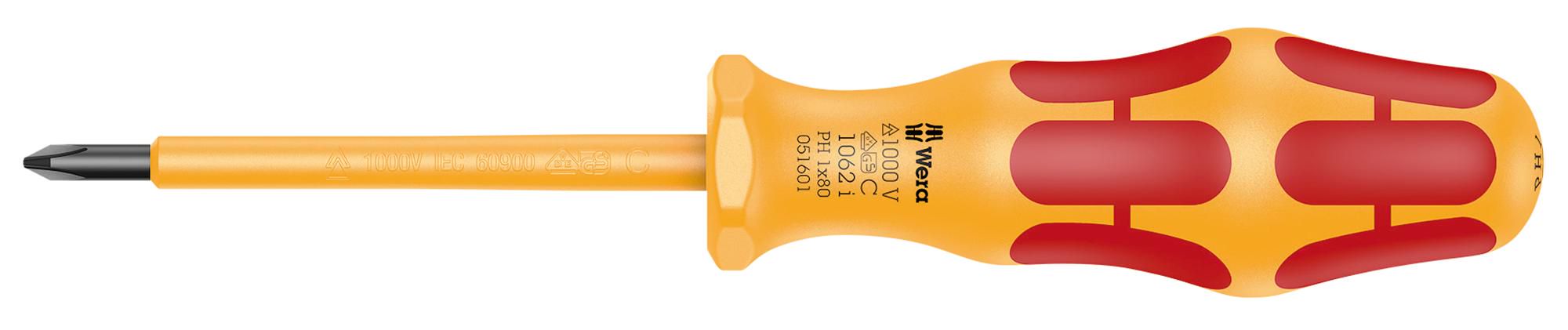 1062 i PH VDE-insulated Kraftform Phillips-head screwdriver PH1x80mm 051601 Wera WER/051601